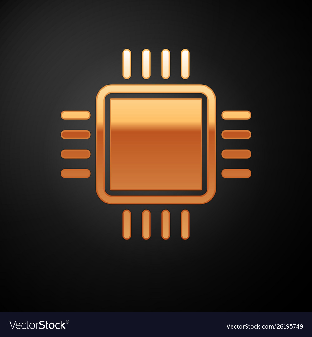 Gold Computerprozessor mit Mikroschaltungen cpu vector image Gold Computerprozessor mit Mikroschaltungen cpu