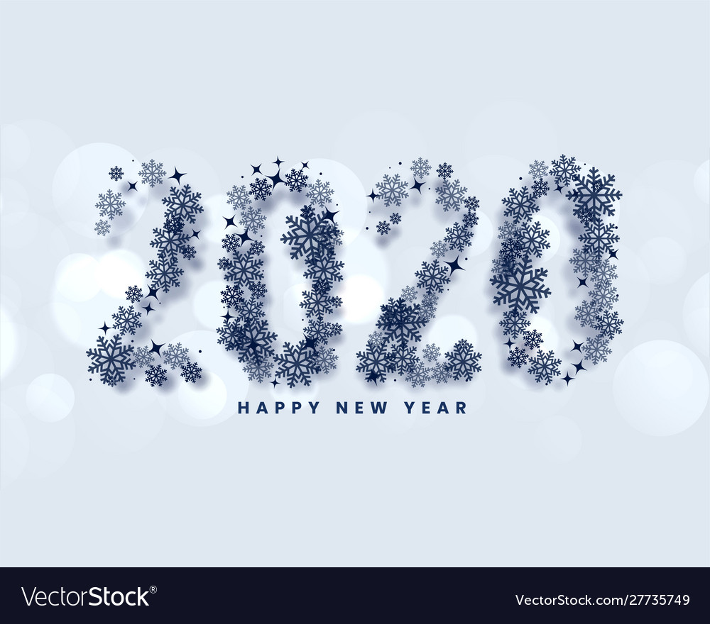 Happy new year 2020 written in snowflakes style