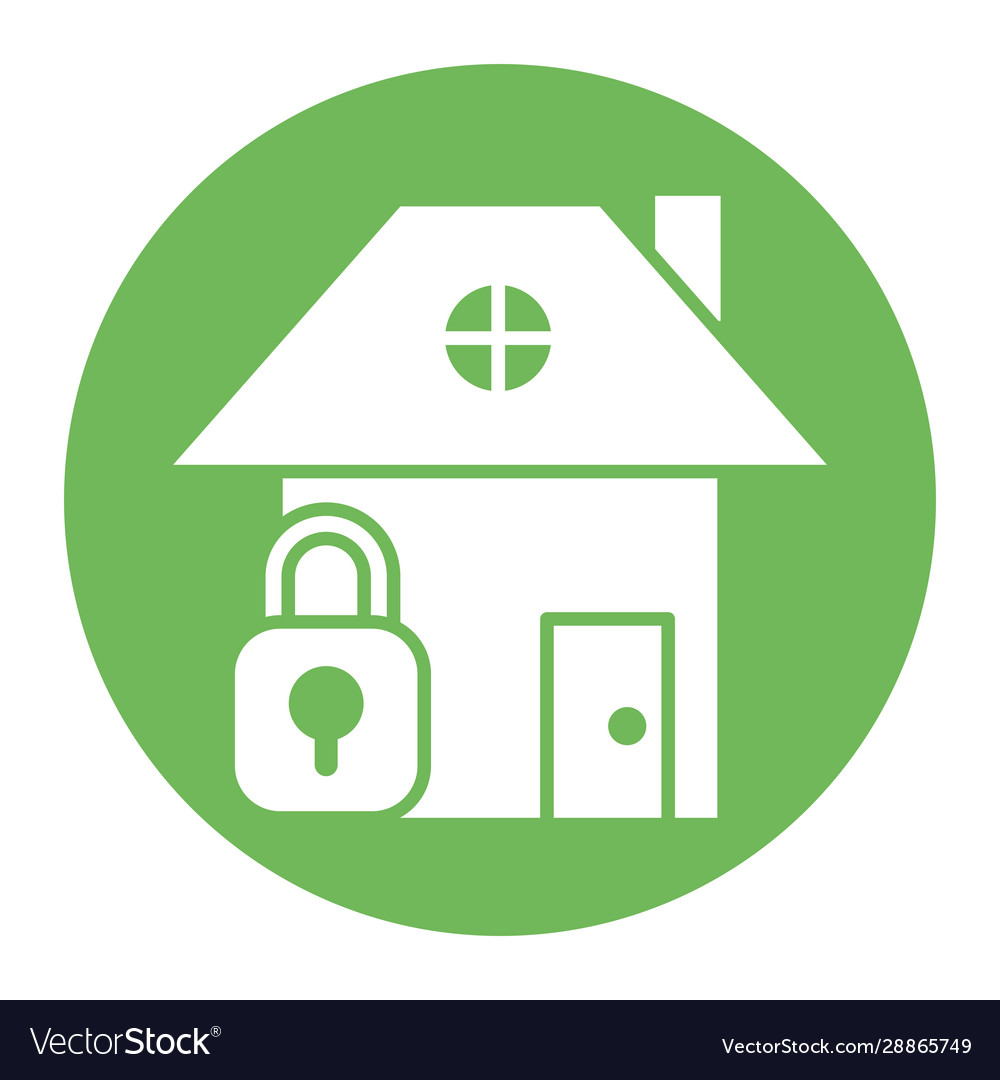 House front facade with padlock Royalty Free Vector Image