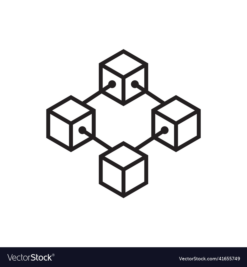 Line icon cube blockchain isolated on white vector image Line icon cube blockchain isolated on white