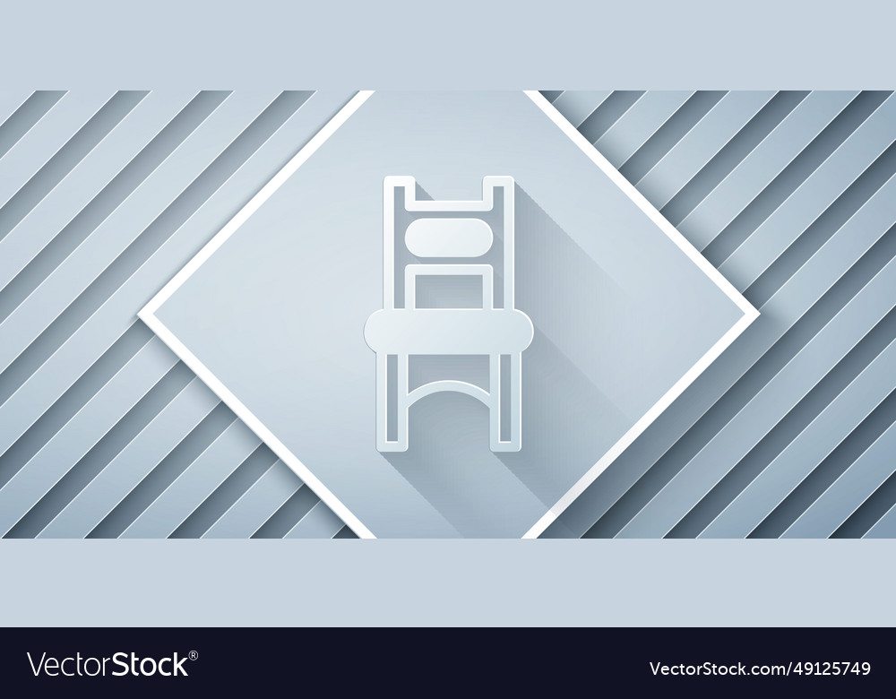 Paper cut chair icon isolated on grey background