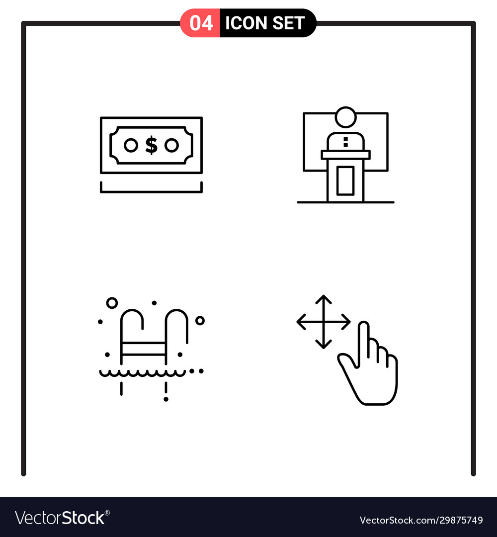 Set 4 line style icons for web and mobile