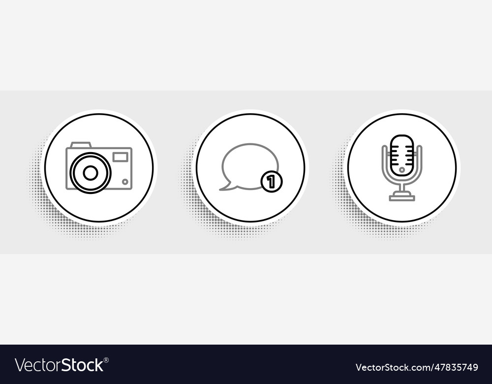 Set line microphone photo camera and speech