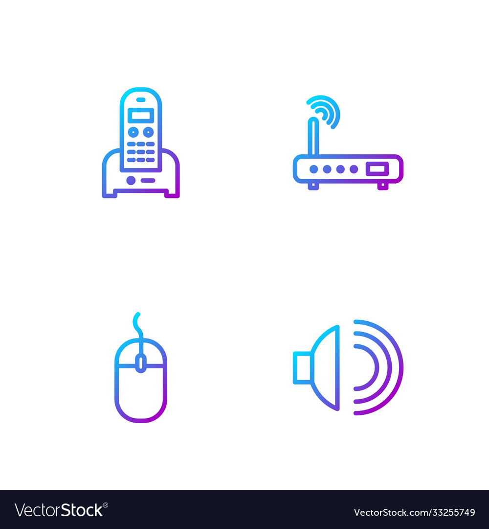 Set line speaker volume computer mouse telephone vector image Set line speaker volume computer mouse telephone