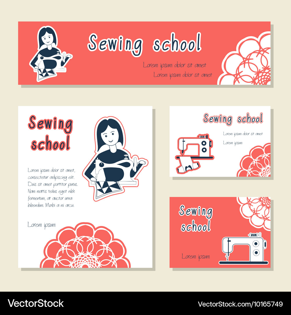 Set Of Cards Template For Sewing School Tailor Vector Image
