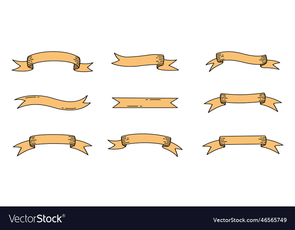 Set of simple ribbon waving isolated vector image Set of simple ribbon waving isolated