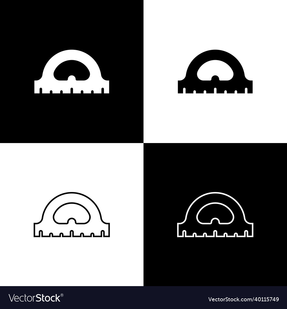 Set protractor grid for measuring degrees icon vector image Set protractor grid for measuring degrees icon