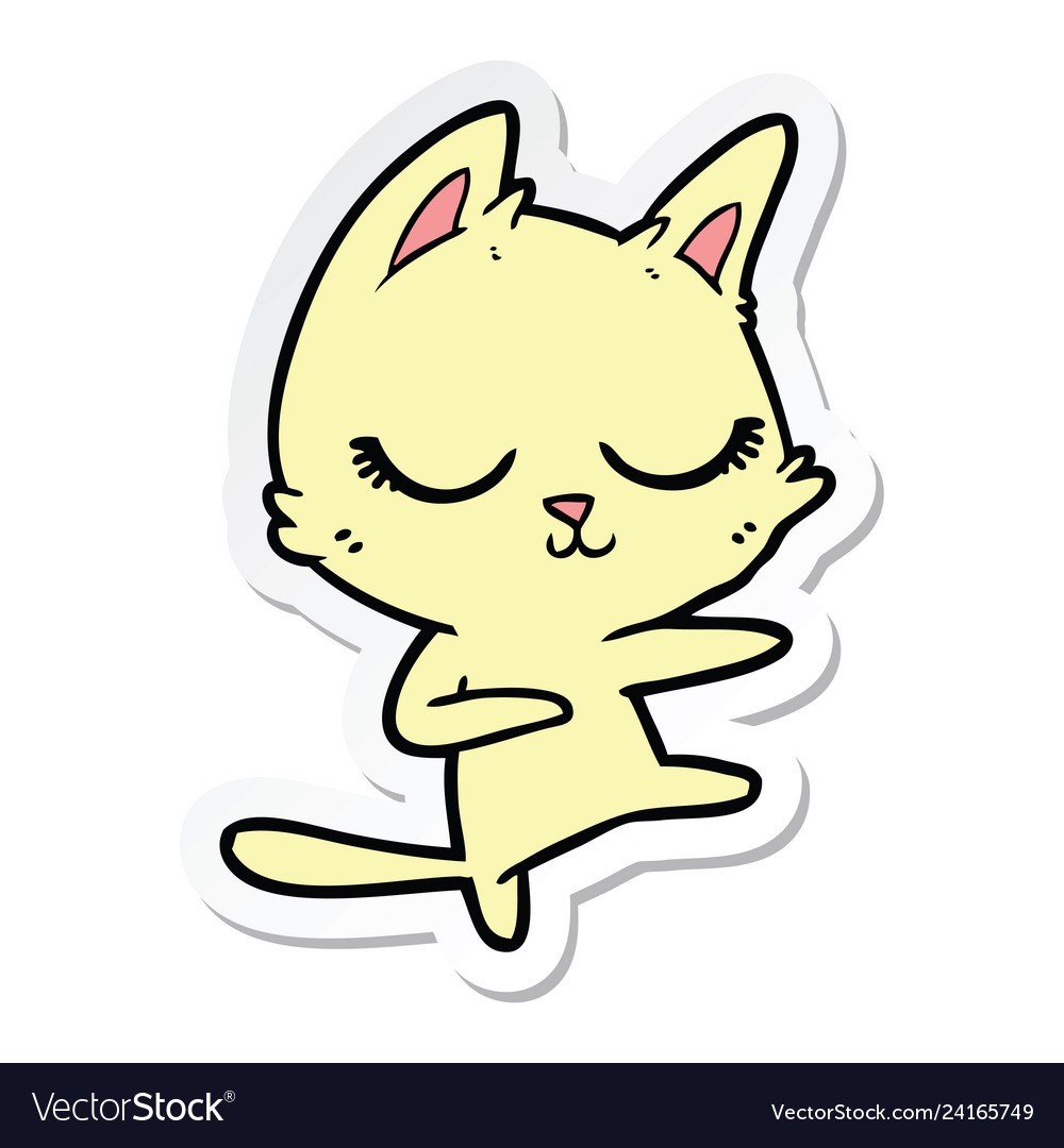 Sticker of a calm cartoon cat