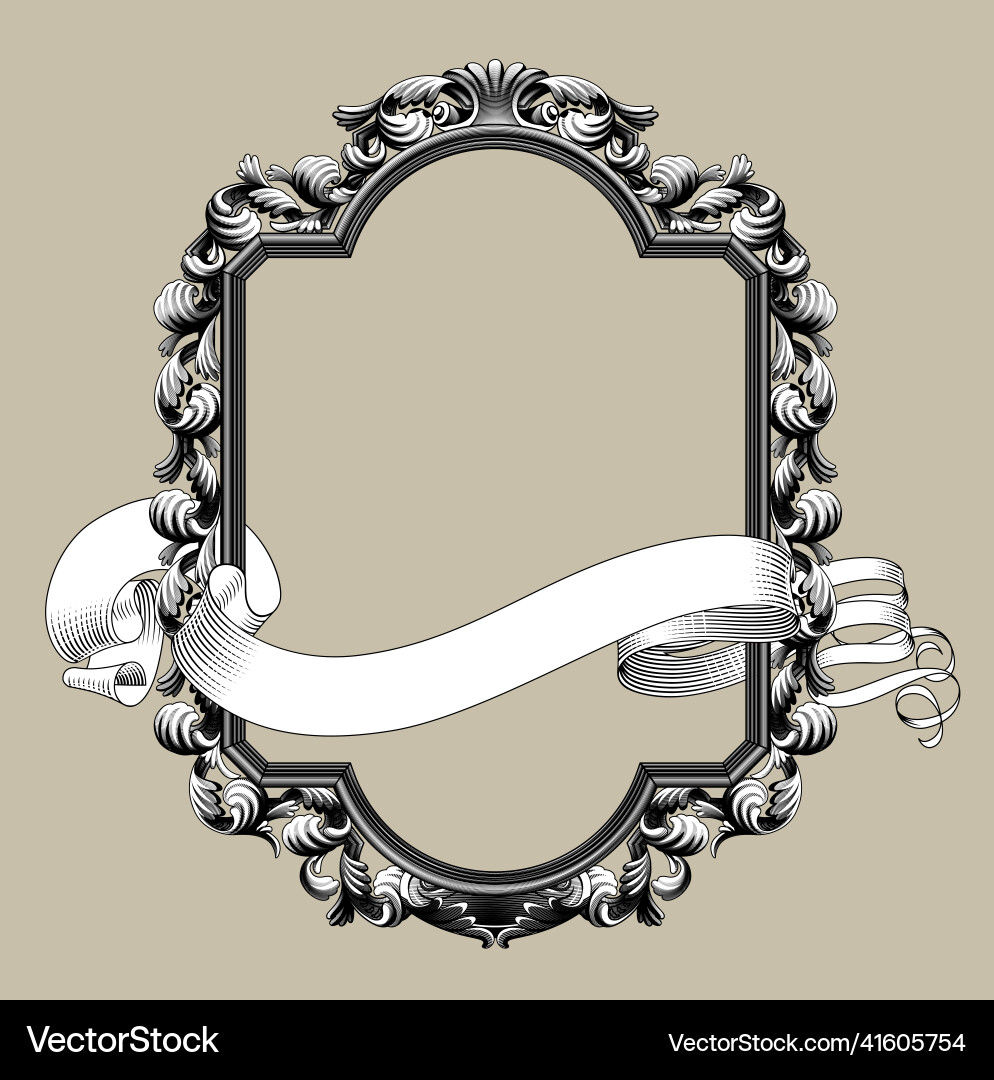 Classic decorative frame in old style and ribbon Vector Image