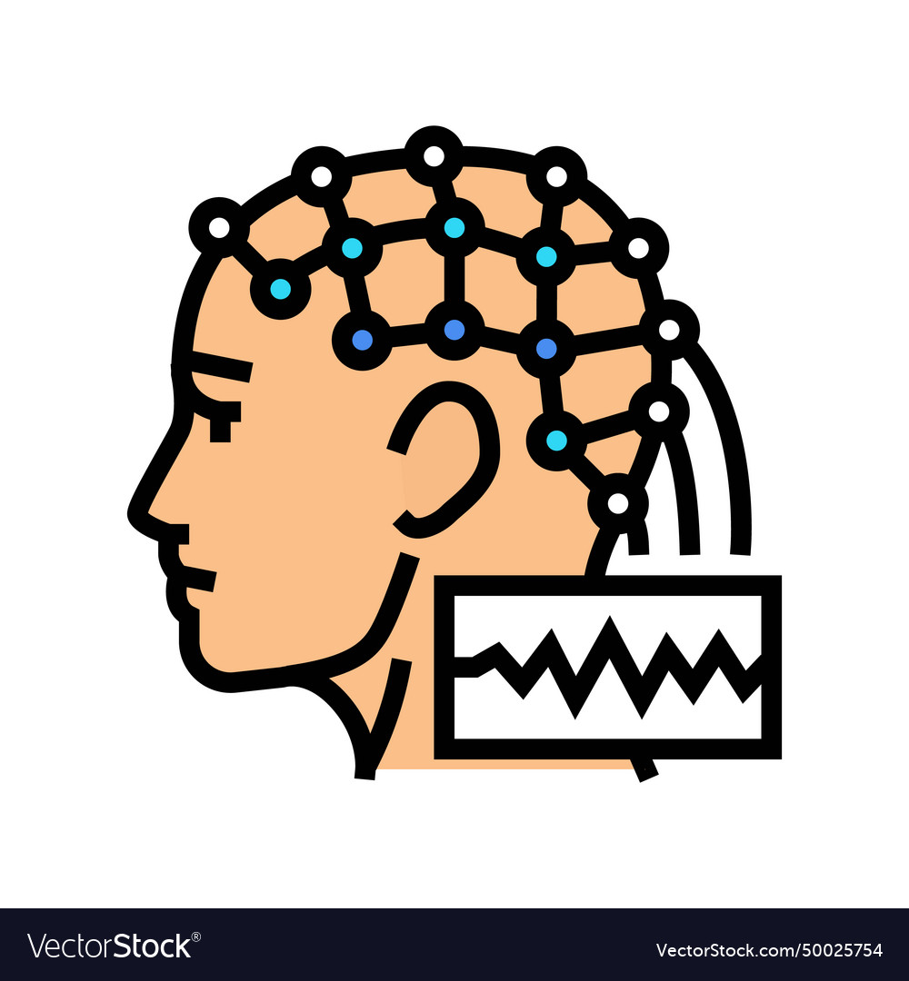 Eeg monitoring neuroscience neurology color icon Vector Image