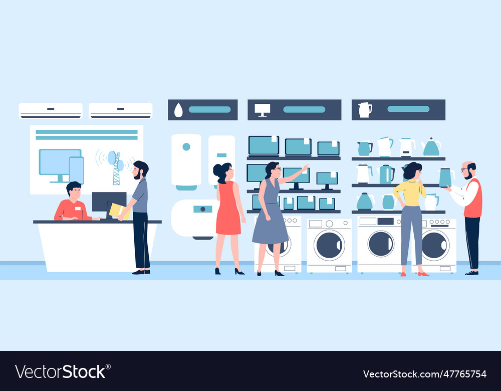 Electronics store with counter and sellers
