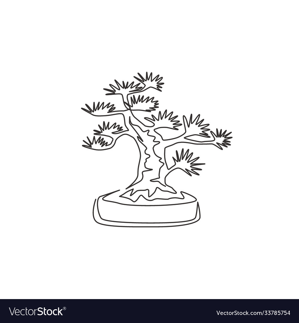 Elegant Bonsai Line Art