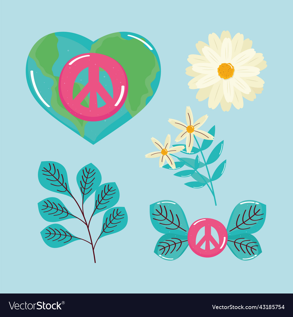 Five international peace day icons Royalty Free Vector Image