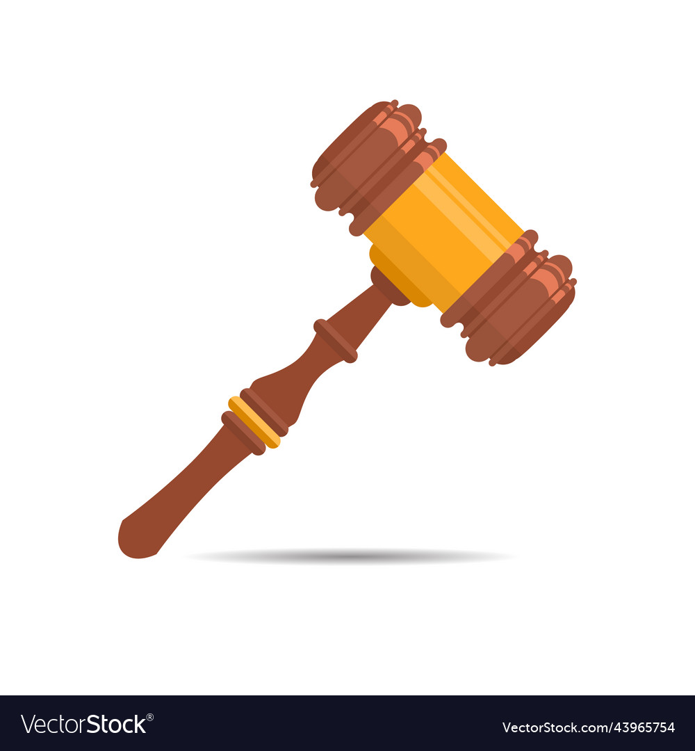 Lawyer hammer with solid and flat color design Vector Image