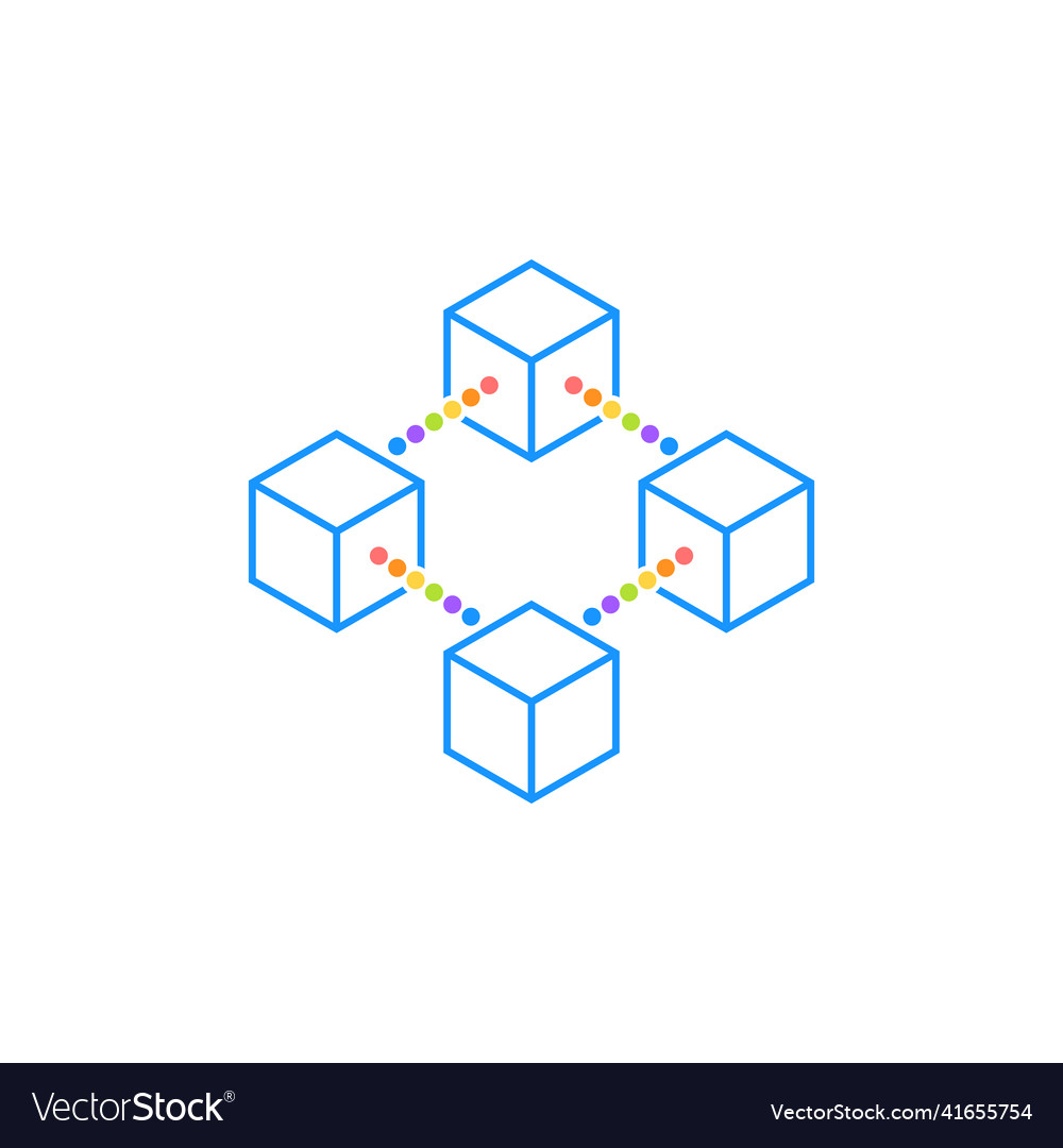Line icon cube with dots design