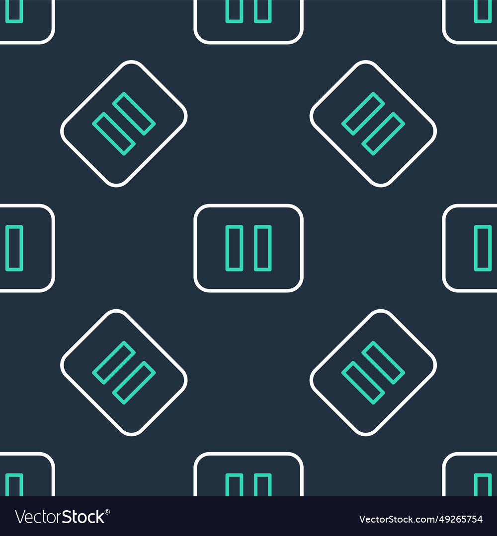 Line pause button icon isolated seamless pattern vector image Line pause button icon isolated seamless pattern