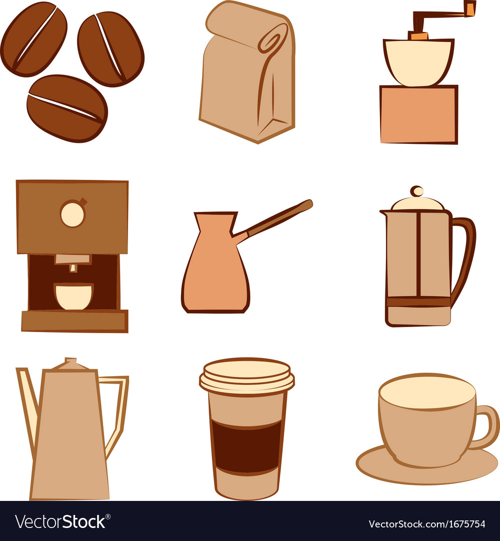 Set coffee icons Royalty Free Vector Image - VectorStock