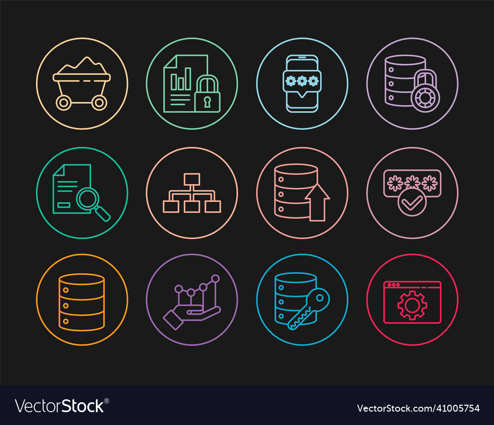 Set line browser setting password protection vector image Set line browser setting password protection