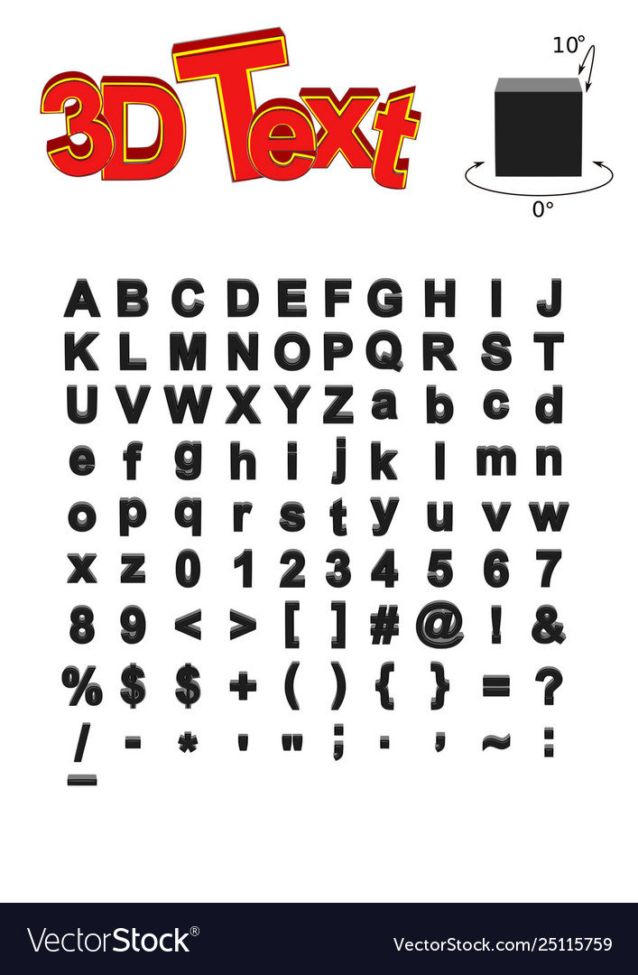 3d letters arial bold