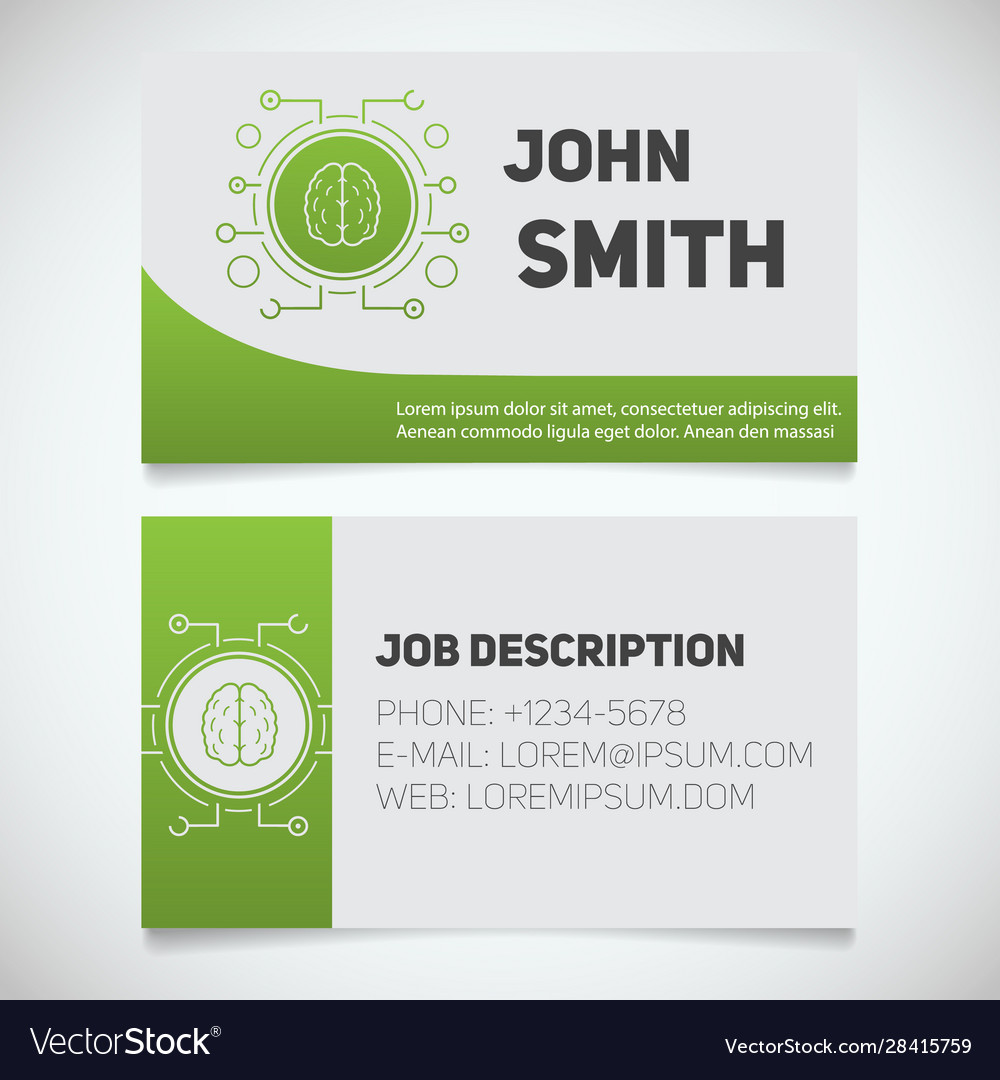 Business card print template with human brain logo