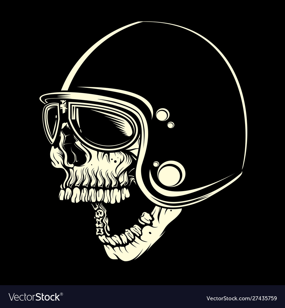 Cafe Racer Skull with Helmet