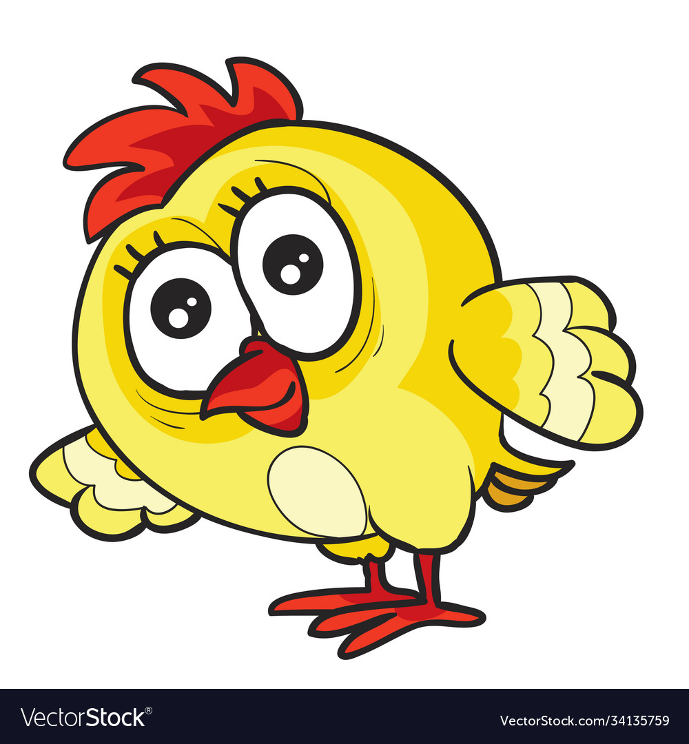 Cute funny chicken character isolated object Vector Image