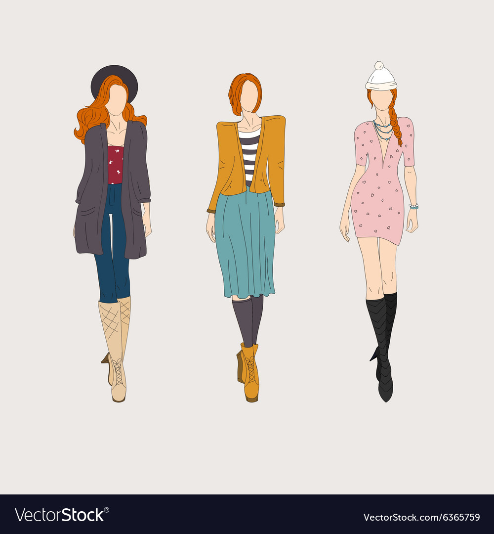 Hand Drawn Fashion Models Royalty Free Vector Image