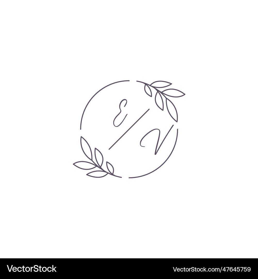Initials ev monogram wedding logo with simple Vector Image