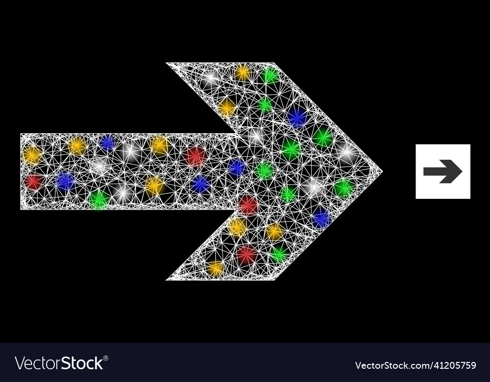 Net mesh right arrow icon with multicolored vector image Net mesh right arrow icon with multicolored