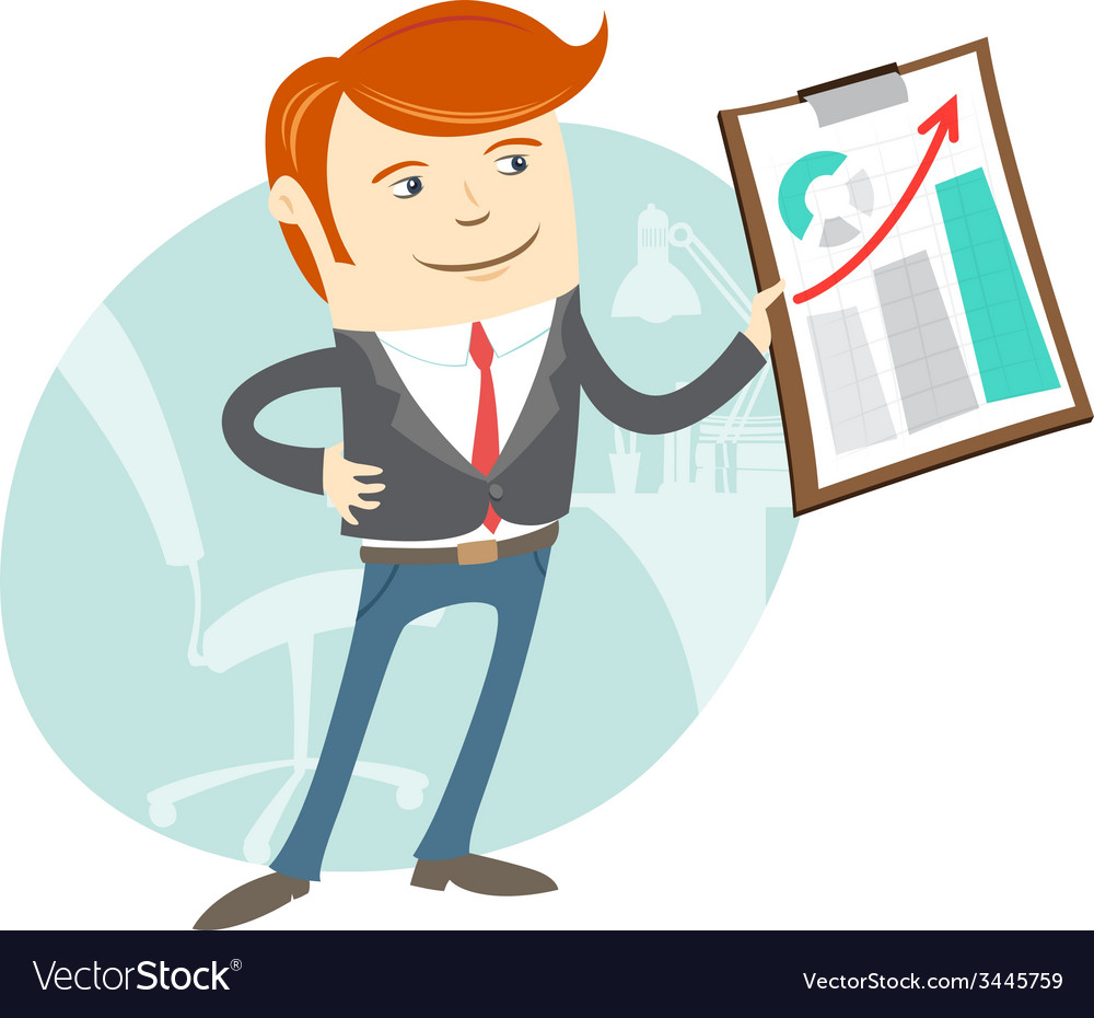 Office man showing a graph