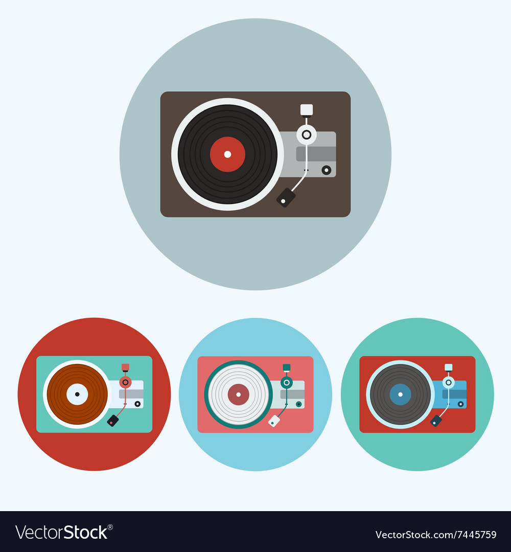 Record player colorful icon set