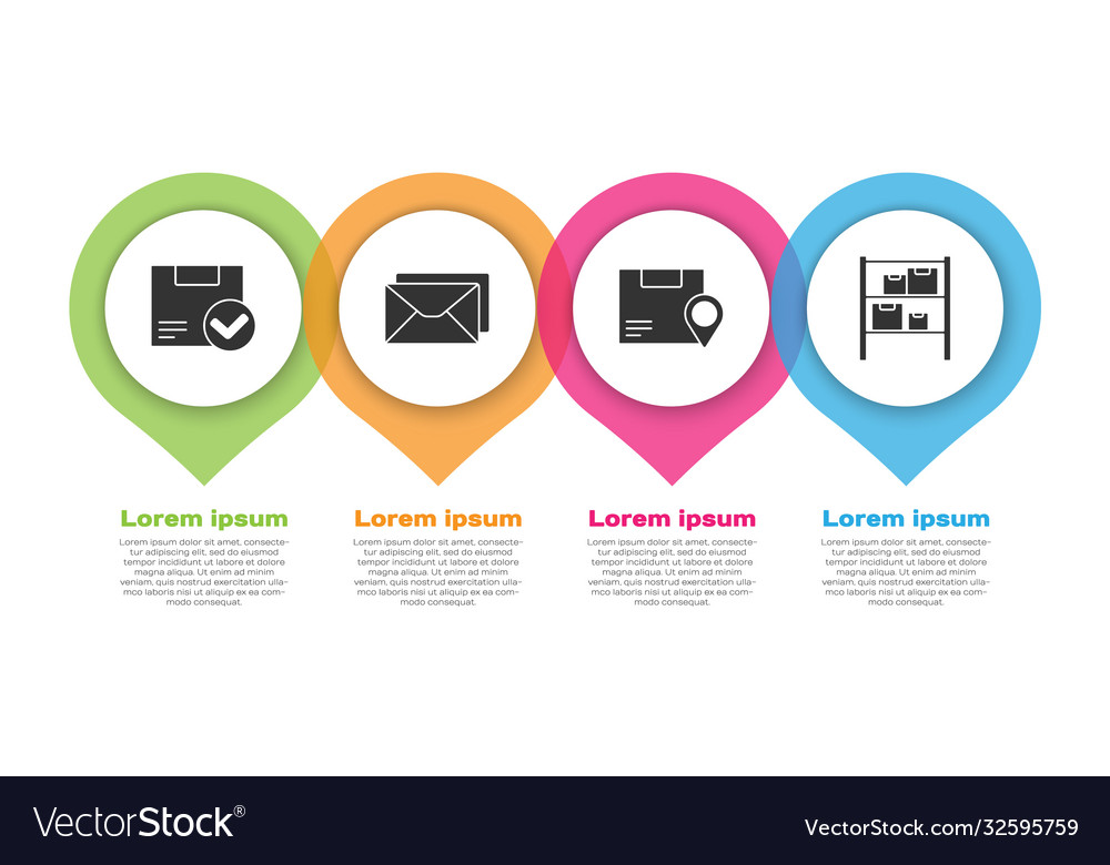 Set package box with check mark envelope Vector Image Set package box with check mark envelope