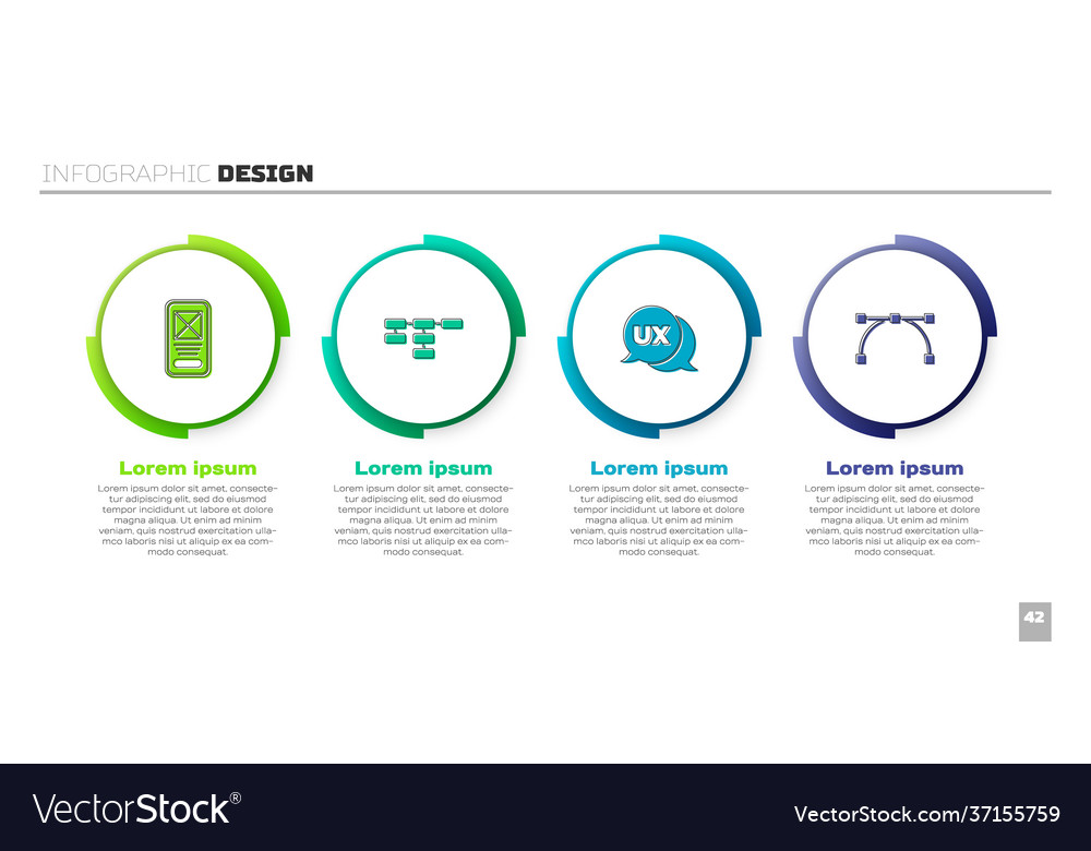 Stellen Sie ui oder ux design site map und bezier kurve vector image Stellen Sie ui oder ux design site map und bezier kurve