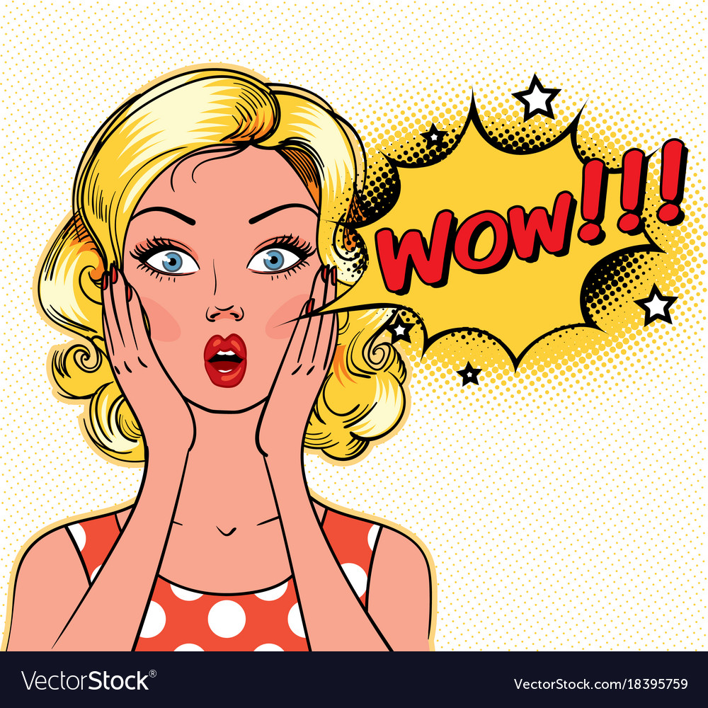 Surprised woman face with open mouth Royalty Free Vector