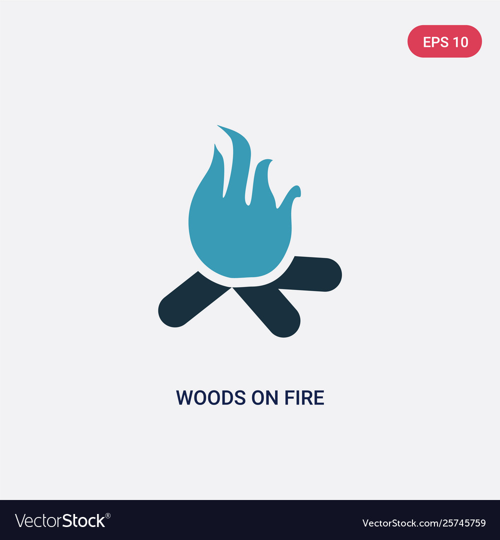 Two color woods on fire icon from meteorology