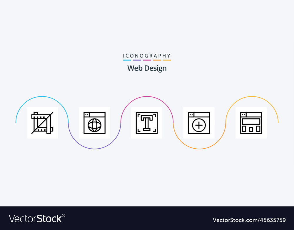 Web design line 5 icon pack including app new