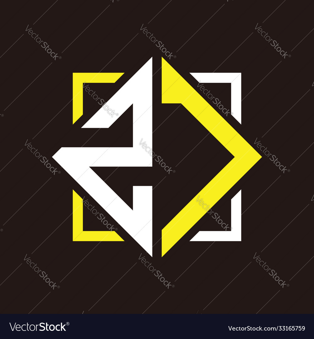 Z j initials quadrangle monogram with square