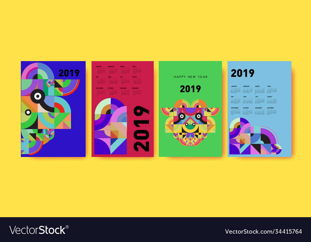 2021 calendar design template with colorful