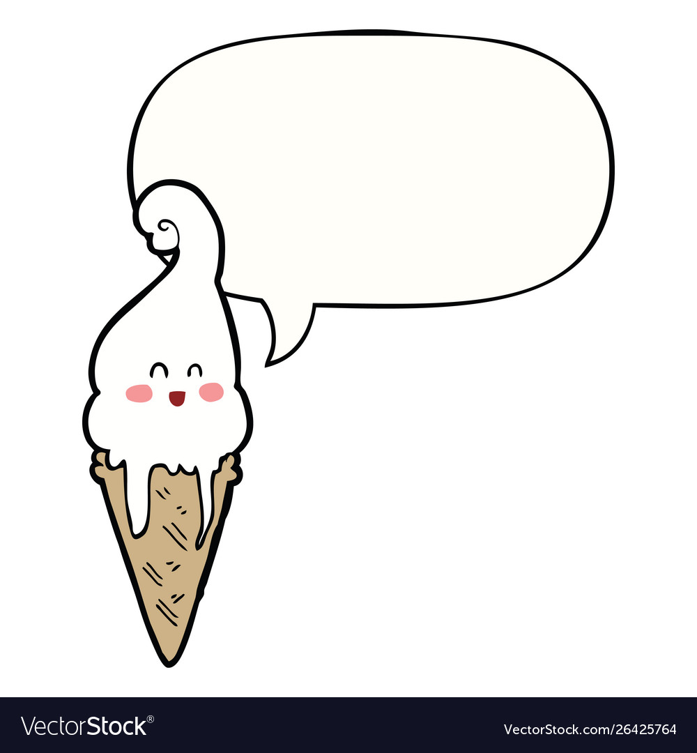 Cartoon ice cream and speech bubble