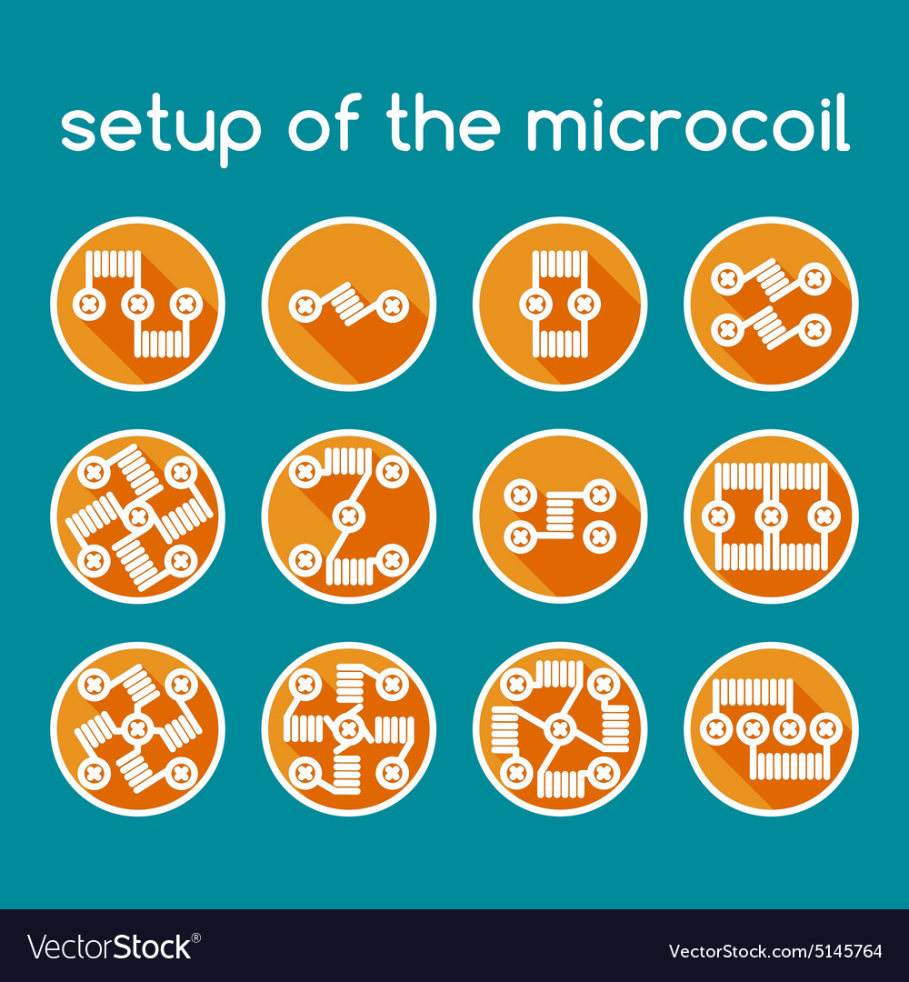 Color set of icons setup the microcoil