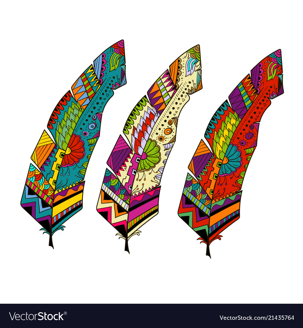 Feathers in color patterns