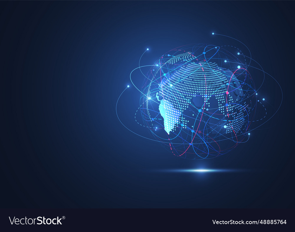 Global network connection world map point vector image Global network connection world map point