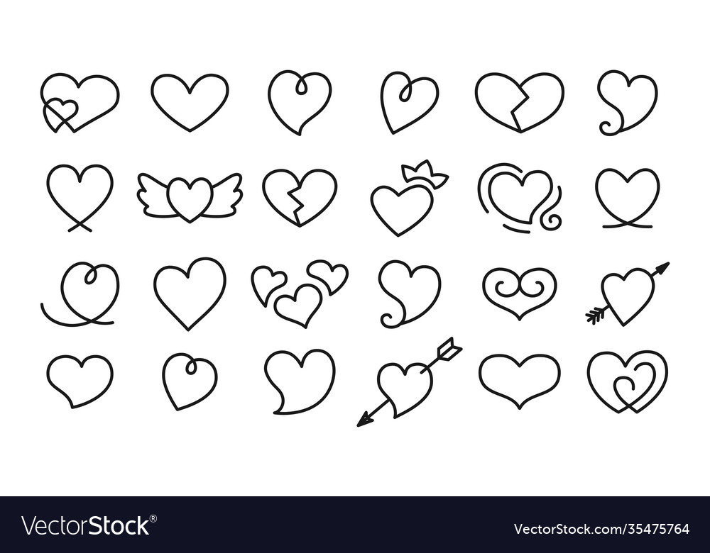 Heart outline hand drawn icon valentines Vector Image