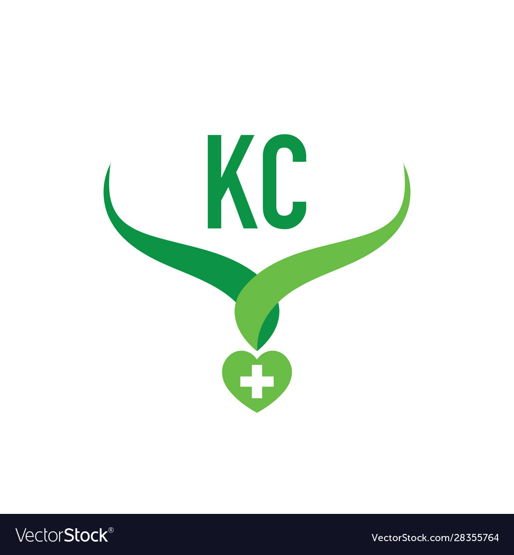 Initial letter kc creative health green logo Vector Image Initial letter kc creative health green logo