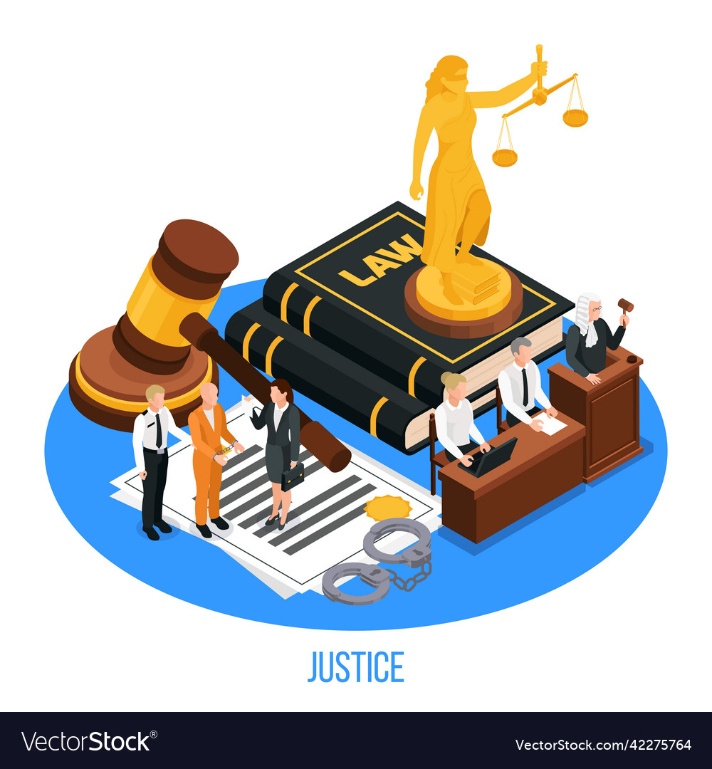 Law justice isometric composition Royalty Free Vector Image