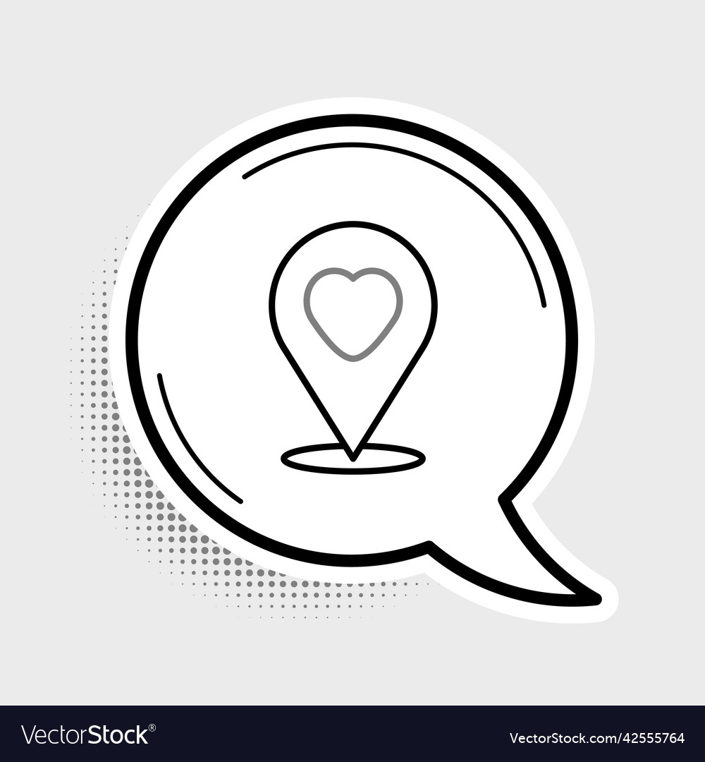 Line map pointer with heart icon isolated on grey vector image Line map pointer with heart icon isolated on grey