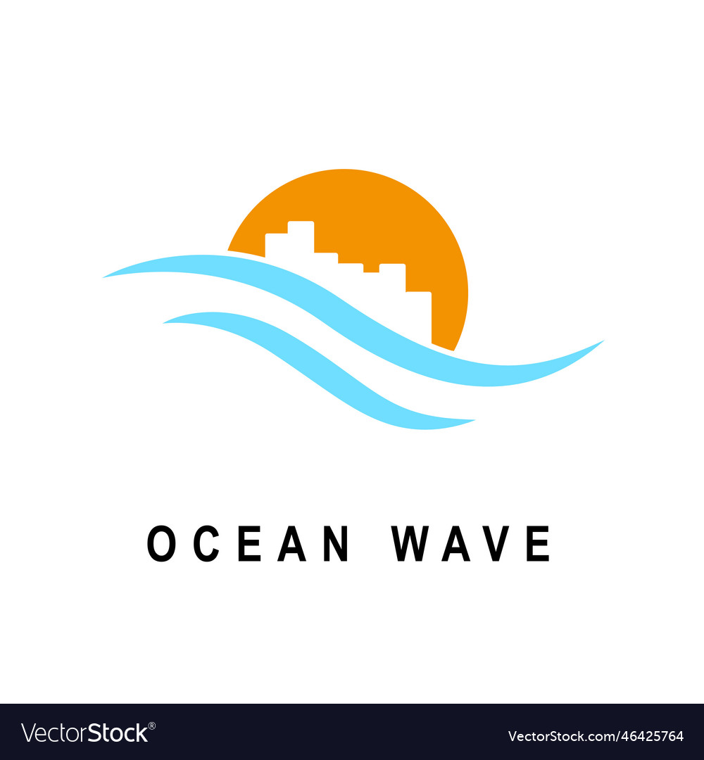 Ocean wave logo with apartment design template vector image Ocean wave logo with apartment design template