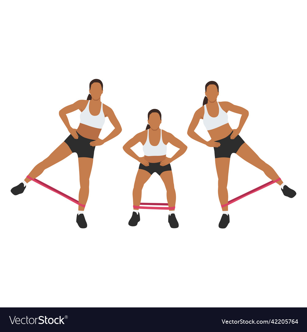 Resistance band squat leg abduction exercise Vector Image