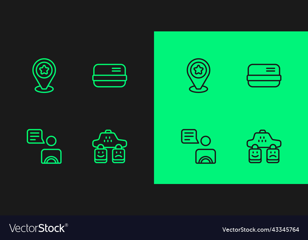 Set line taxi service rating driver location vector image Set line taxi service rating driver location