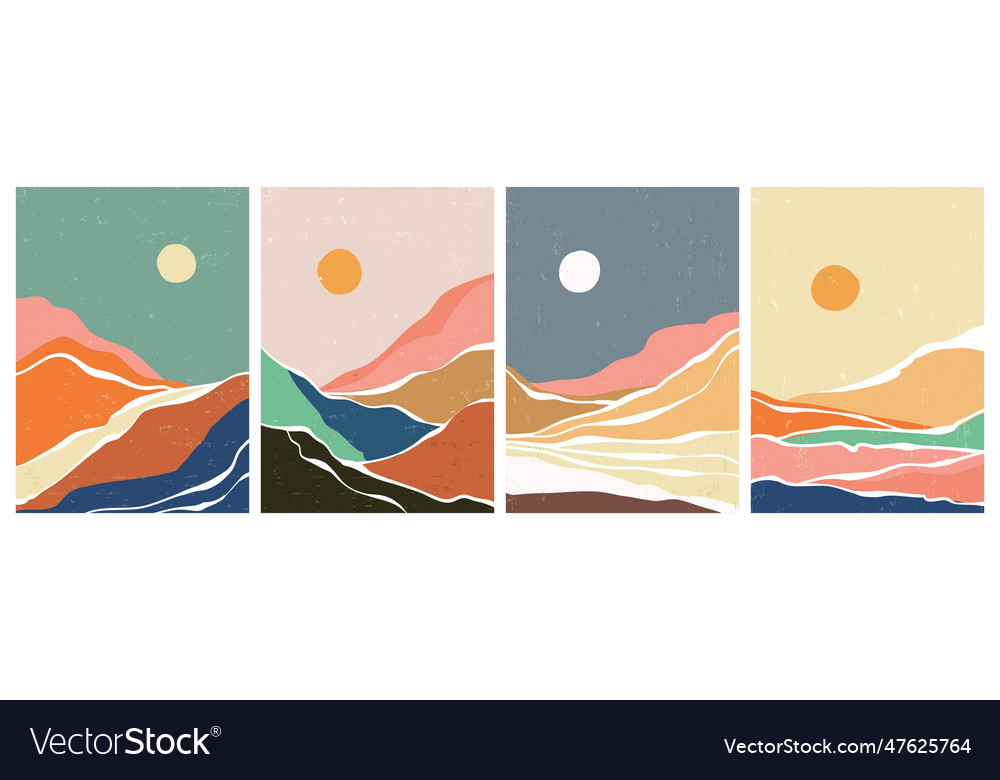 Set of landscape art abstract mountain Royalty Free Vector